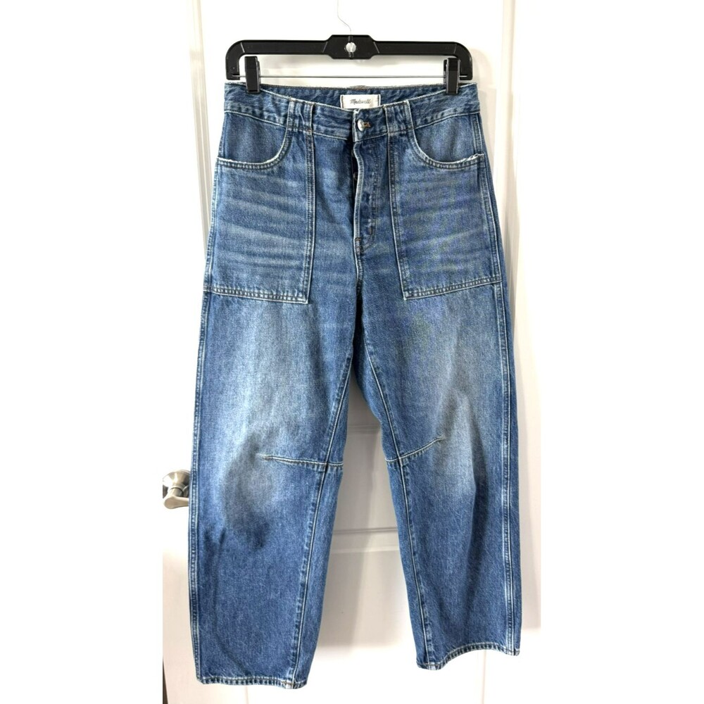 Madewell Curvy Darted Barrel-Leg Jeans Womens 26 Blue High Rise Rigid